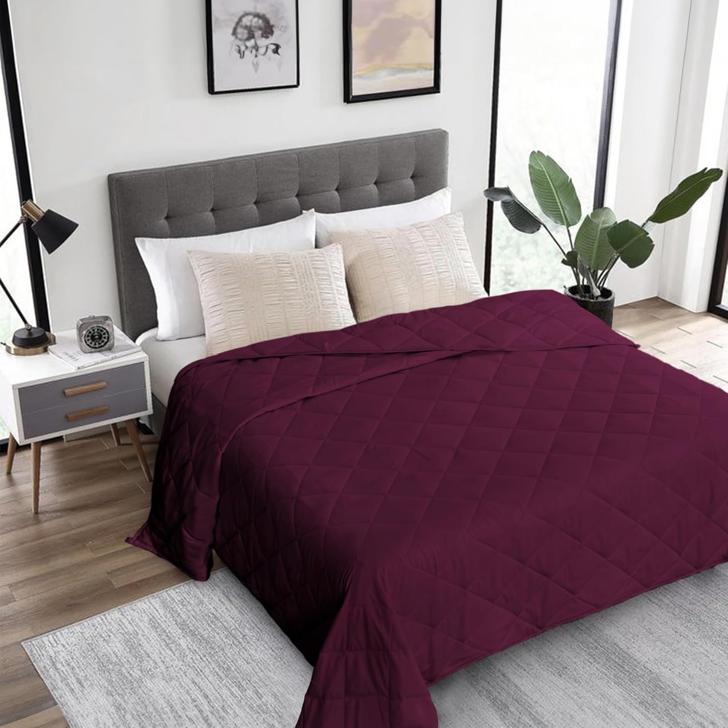 HomeSmart Products Manta con peso tamaño King de 20 libras, tela ultrasuave de 400 hilos, color borgoña, 88 x 104 pulgadas