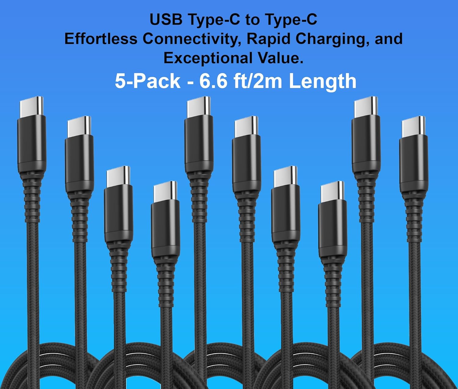 Paquete de 5 cables USB tipo C a C 6 pies, carga rápida de 3.0 A  USB tipo C a tipo C de 60 W PD de carga rápida cables trenzados de nailon