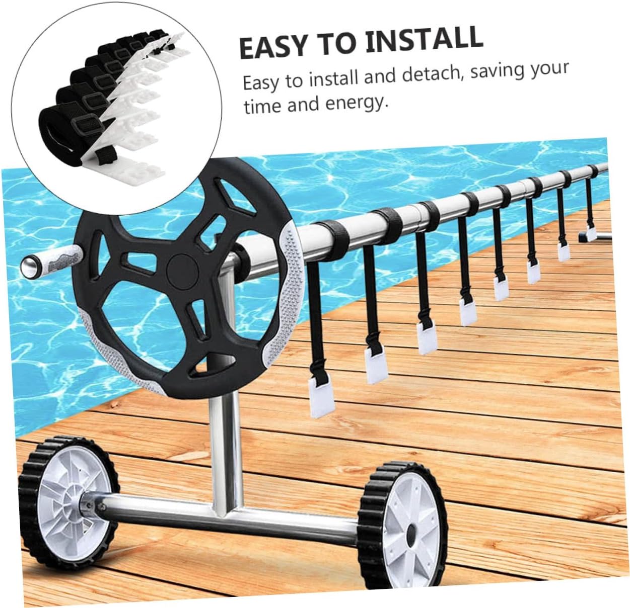 Yardwe 1 juego de carrete de piscina inflable para piscinas, toldo para toldo, kit de tornillos, cubierta solar, accesorio para carrete, hebillas,