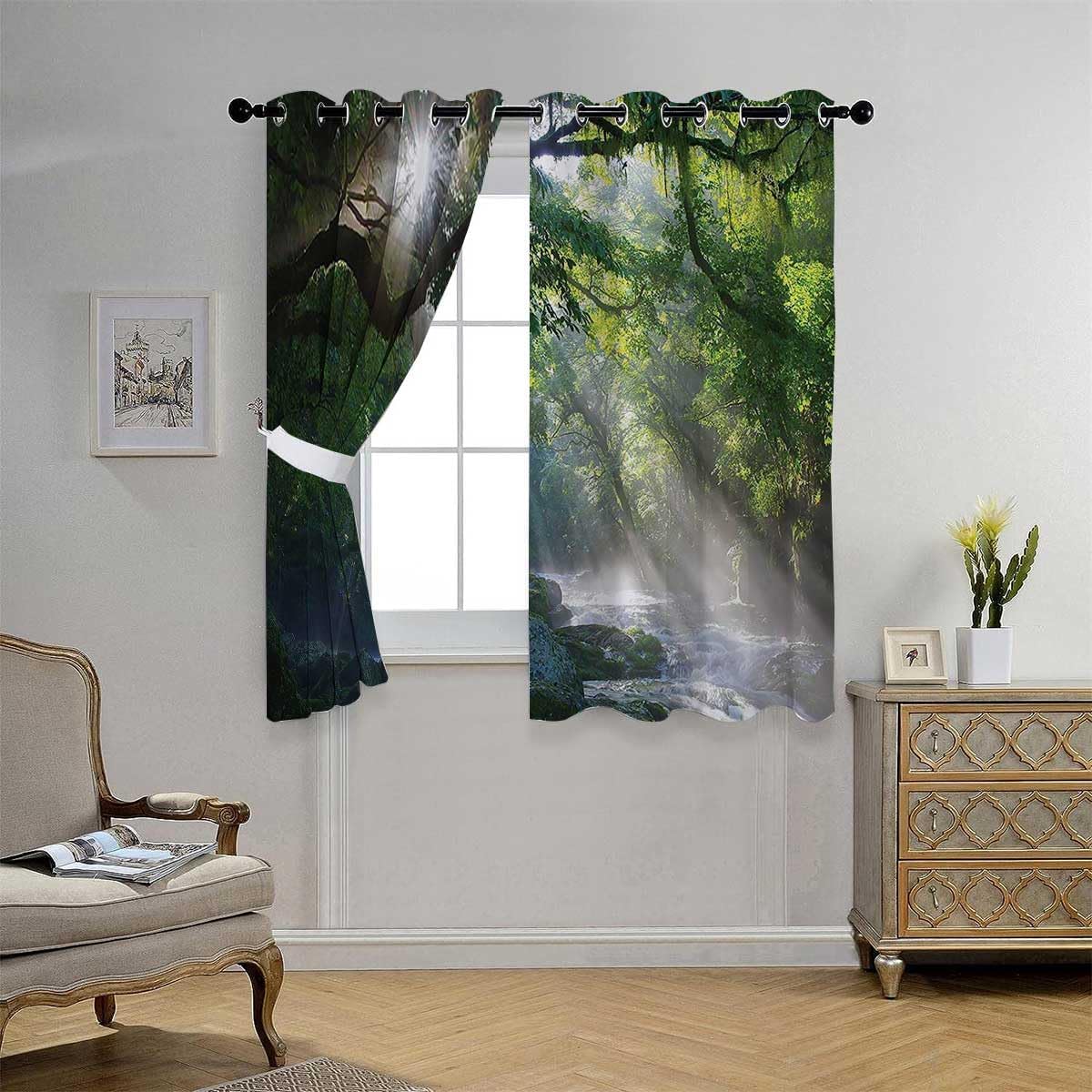 YANFENQI Cortinas para Habitacion – Cortinas para Habitacion con ojales para puerta corta, cortinas bohemias de 55 pulgadas de ancho por 45 pulgadas