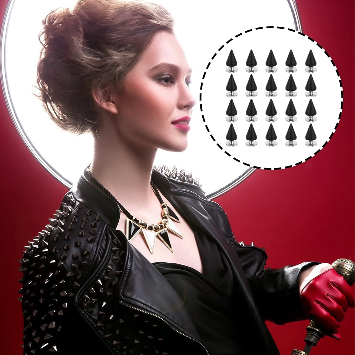 Healifty 20 remaches con forma de cono de cobre, estilo punk, remaches traseros de rosca, accesorios para manualidades, accesorios de cono para