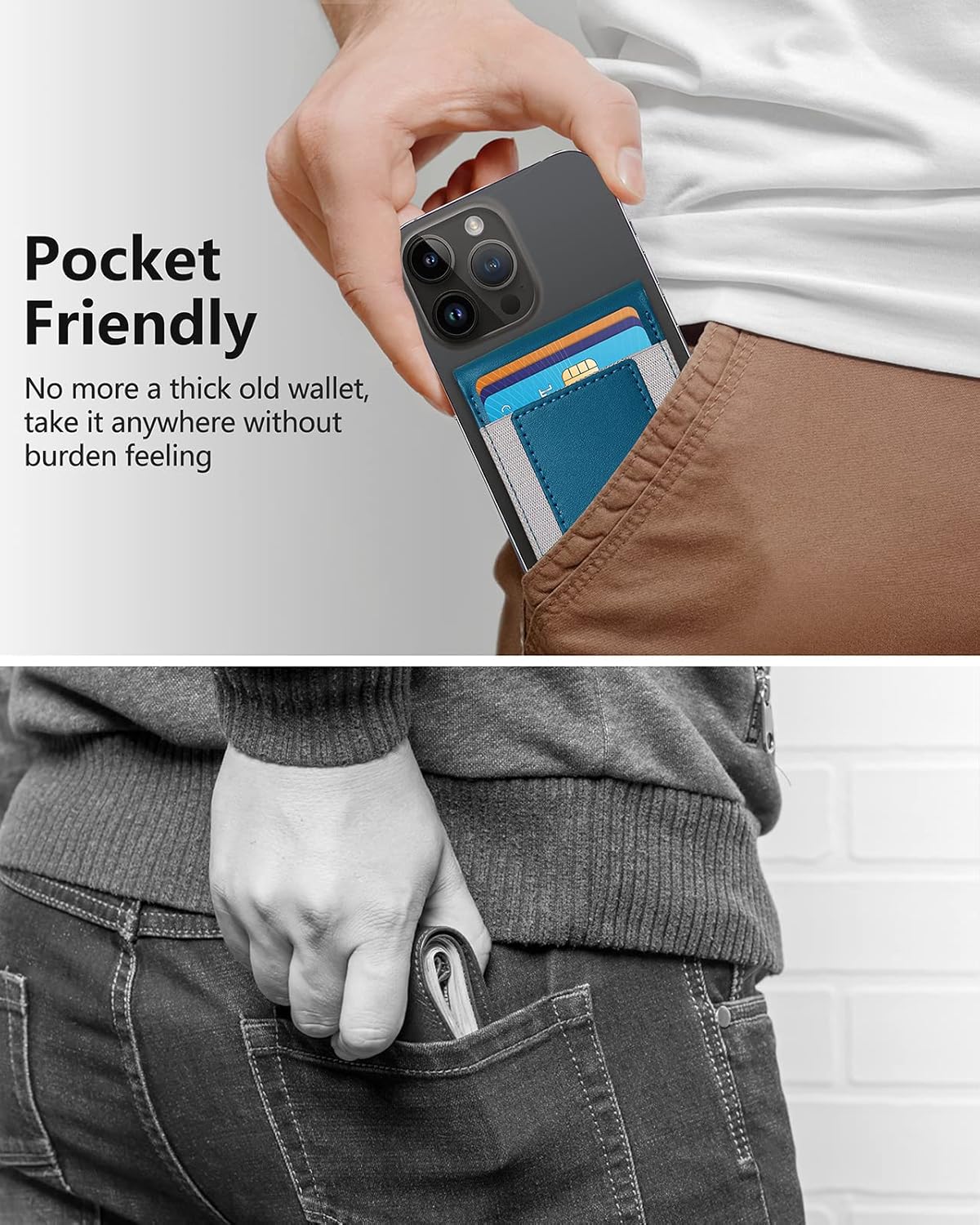 Cartera Magsafe 2 en 1, de alta calidad con cartera para iPhone y soporte ajustable, ventana de identificación abierta, cartera magnética para