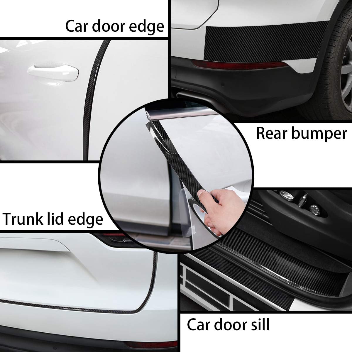 Protectores de borde de puerta de automóvil, protector de umbral de puerta, película de fibra de carbono 5D para envoltura de automóvil, película de