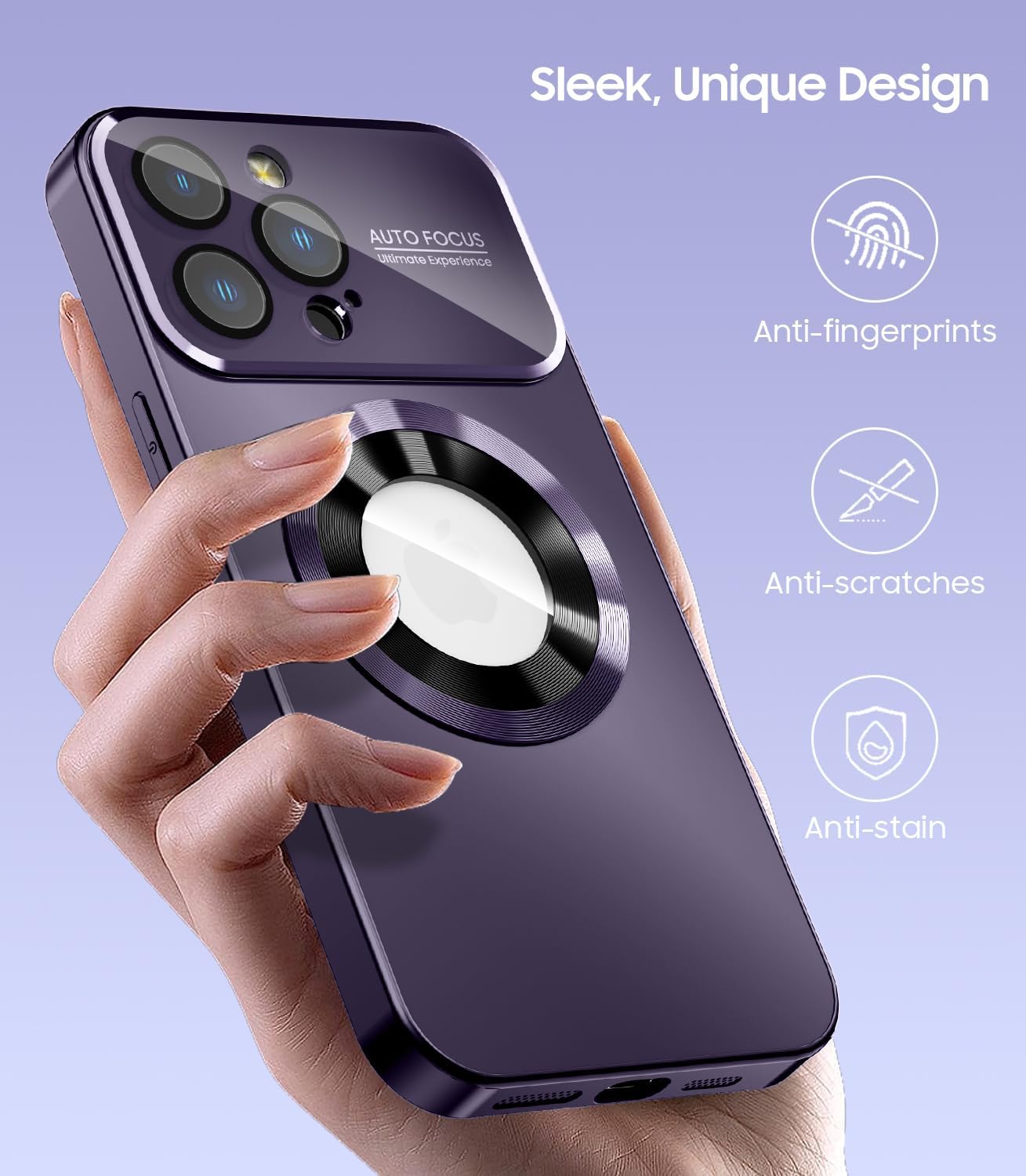 Funda magnética para iPhone 13 Pro, compatible con MagSafe, protector de lente de cámara integrado, vista de logotipo, funda de grado militar a