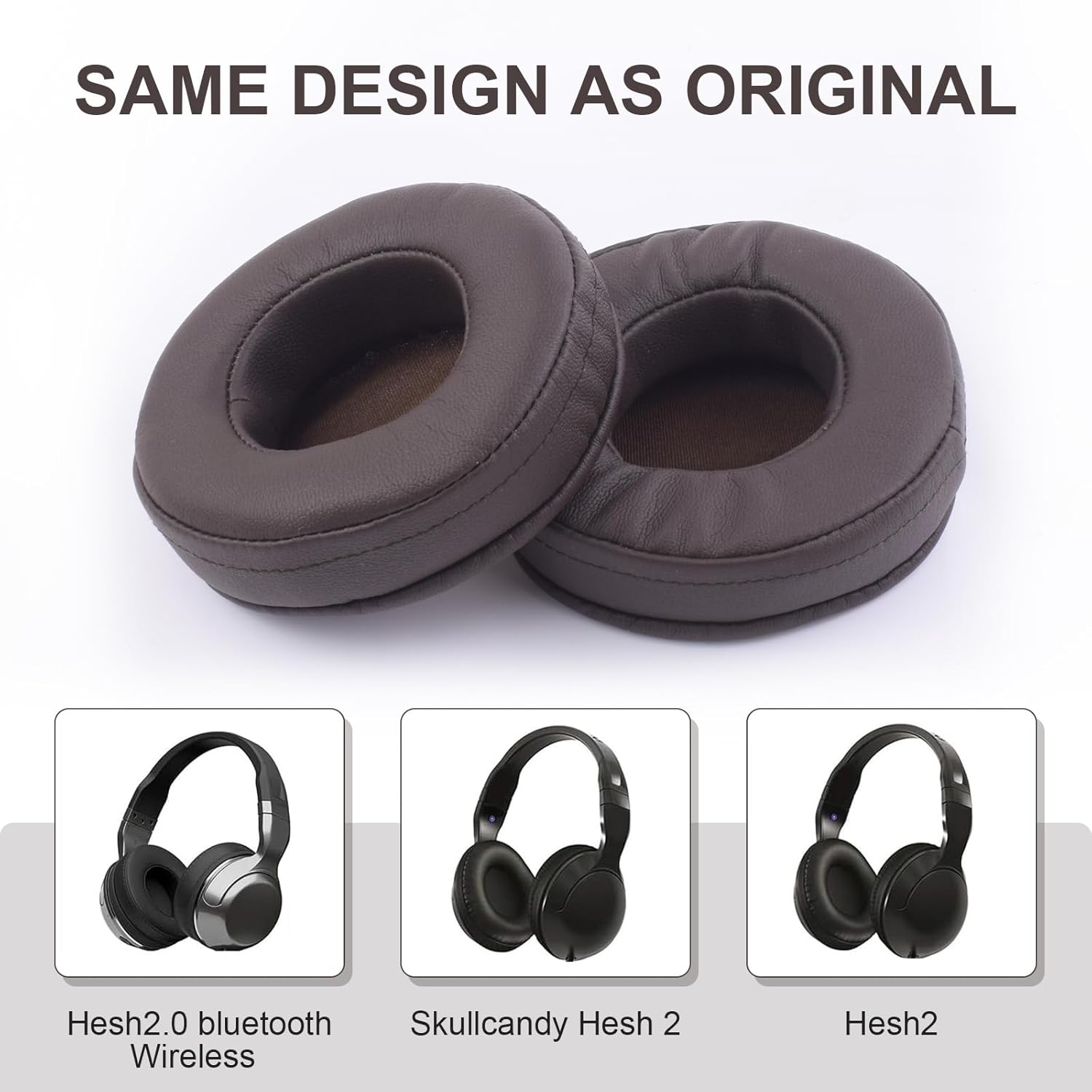 Hesh2 – Almohadillas de repuesto para los oídos, almohadillas de espuma compatibles con auriculares inalámbricos Skullcandy Hesh 2 Hesh 2.0 (marrón)
