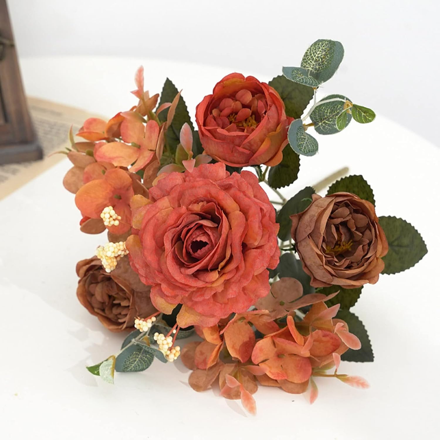 2 paquetes de flores artificiales para exteriores, flores artificiales de látex, ramo de flores de seda artificial para decoración de boda, para