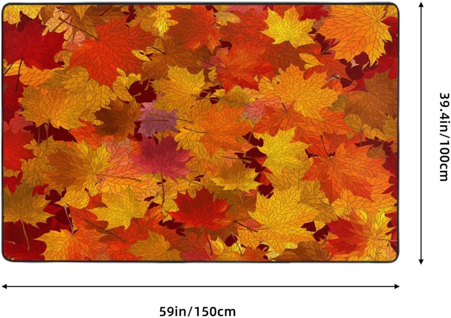 Alfombra de otoño con hojas de arce de 3 x 5 pies, decoración para sala de estar, dormitorio, alfombra antideslizante de pelo bajo, alfombra de