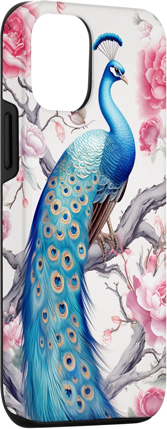 Funda para iPhone 1212 Pro Chinoiserie Peacock Rose Garden