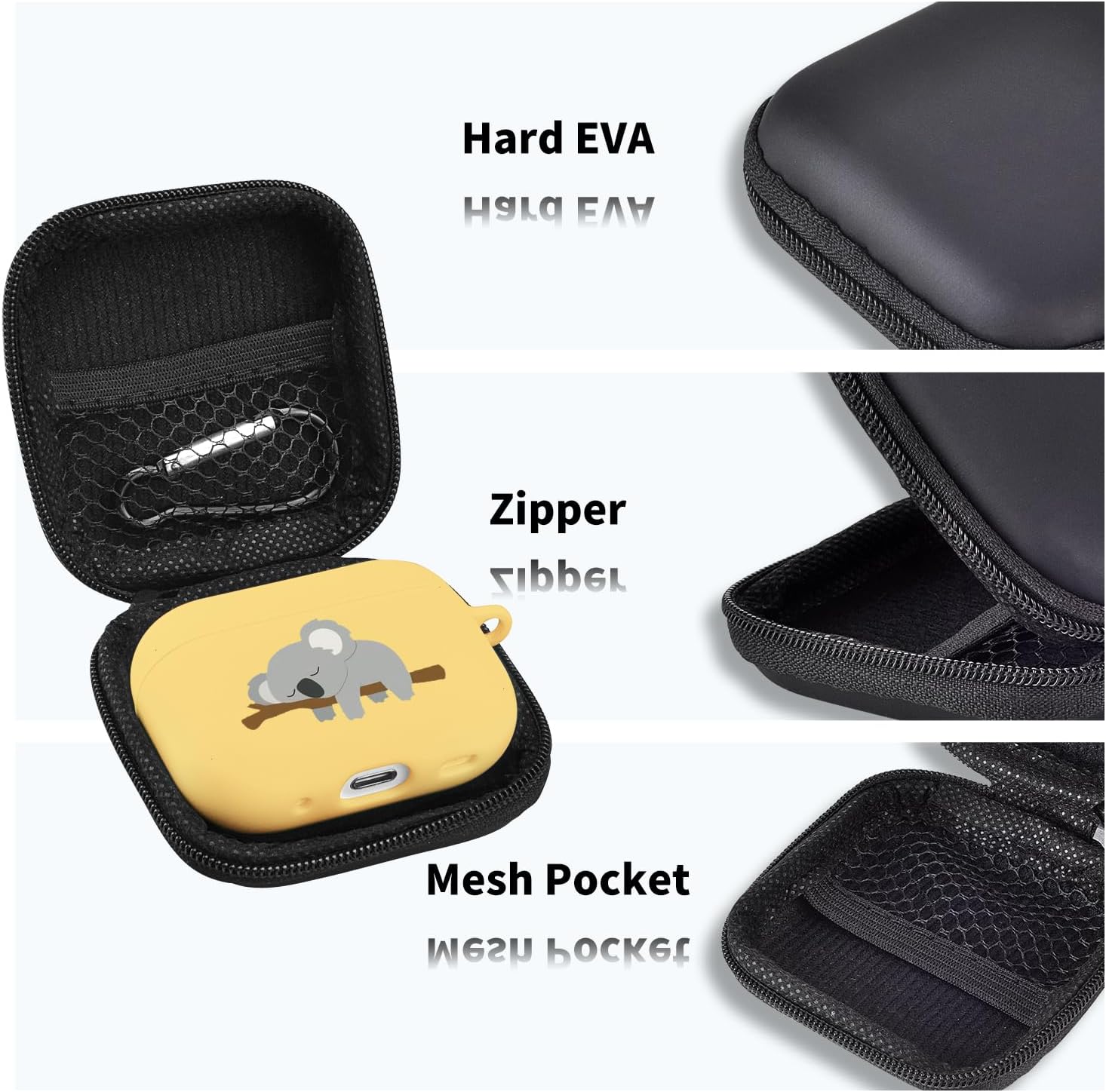 Bonita funda de koala para dormir compatible con AirPods Pro 2 con llavero, diseño de animales de dibujos animados, funda de TPU suave para AirPods