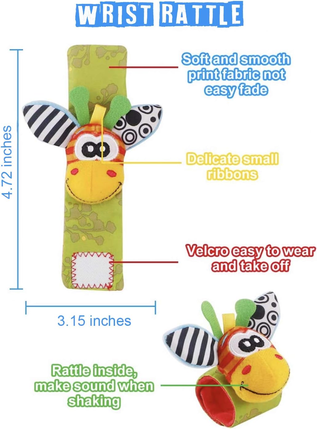Buscadores de pies y sonajeros de muñeca para bebés, juguetes de textura de desarrollo para bebés, calcetines de juguete para bebés y sonajeros de