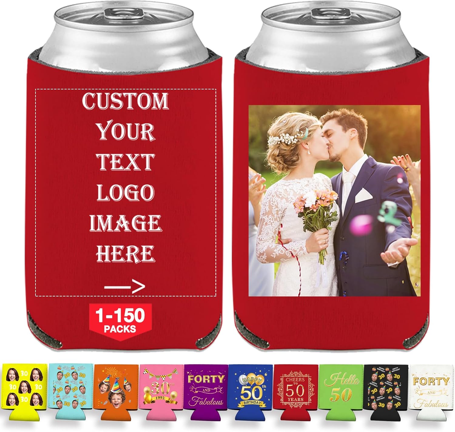 20 fundas personalizadas para enfriar latas a granel, cubierta aislante de bebidas personalizada con texto y logotipo, enfriadores de latas de