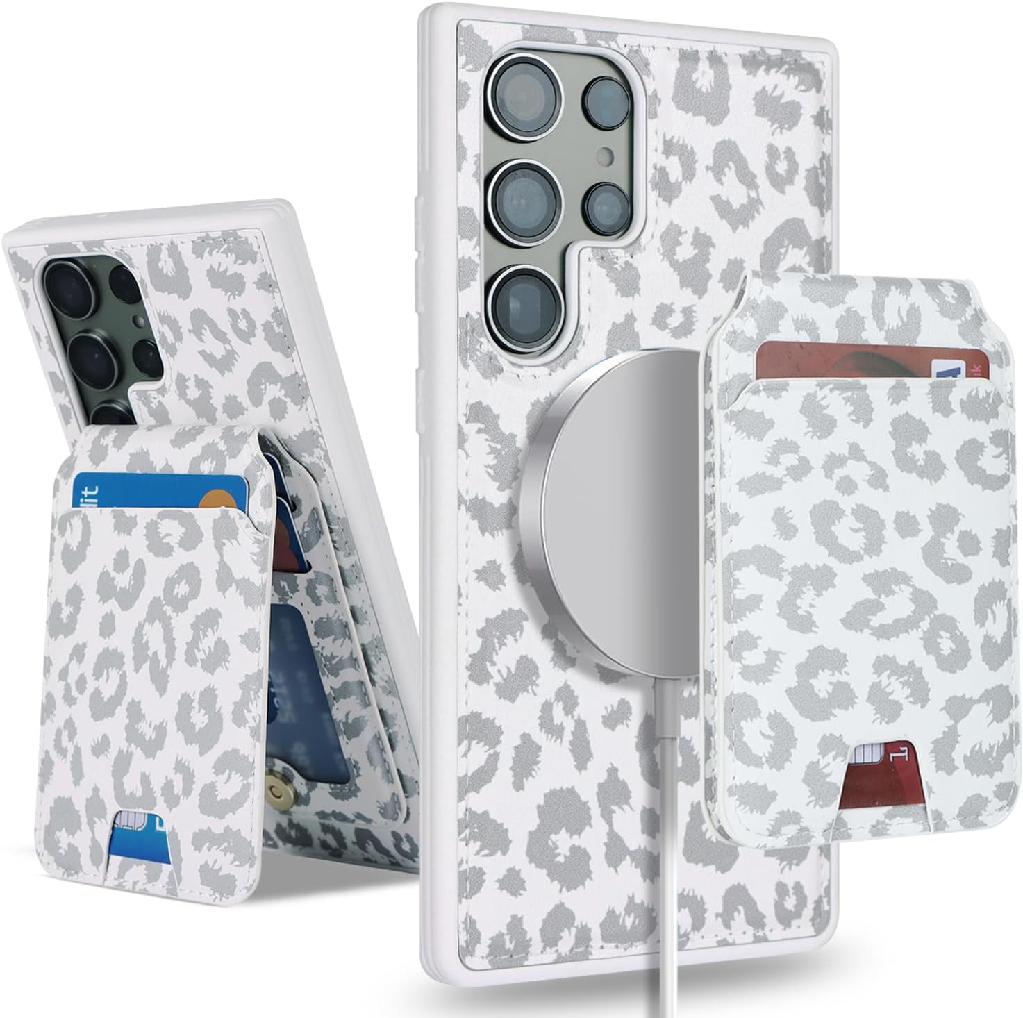 Funda Samsung Galaxy S23 Ultra con tarjetero de crédito, caja fuerte para Galaxy S23 Ultra, funda de cuero para mujer, compatible con mag Safe
