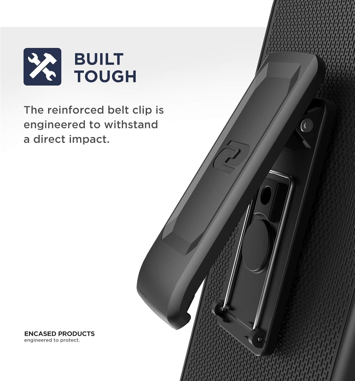 ENCASED Moto G7 Power Belt Case con Kickstand (2019 Slimline) Cubierta ultra fina con clip de funda – Negro