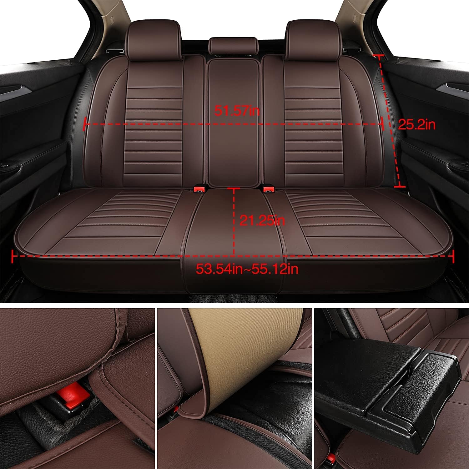 Juego completo de fundas de asiento de automóvil, funda de cojín antideslizante de piel sintética para vehículo, protectores impermeables para