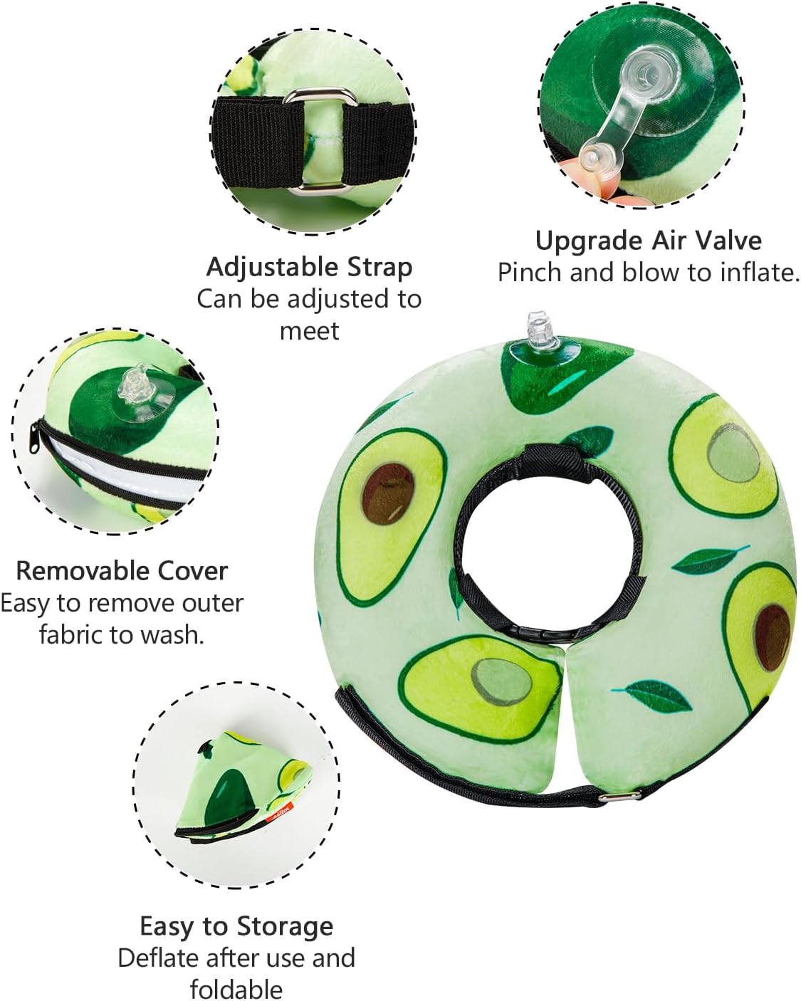 Collar de cono de perro para perros pequeños, medianos y grandes para después de la cirugía, collar inflable para mascotas, cono de recuperación