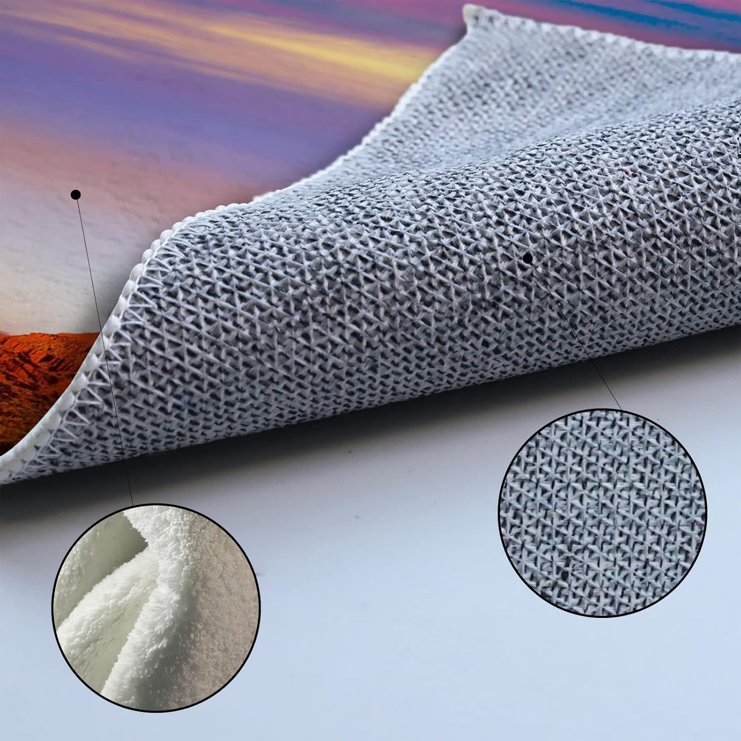 Round Rug 3Ft, Desert Dreamy Sunset Sundown Sky Natural Sand Building Landscape Soft Round Area Rug Machine Washable Non-Slip Circle Rug Carpet