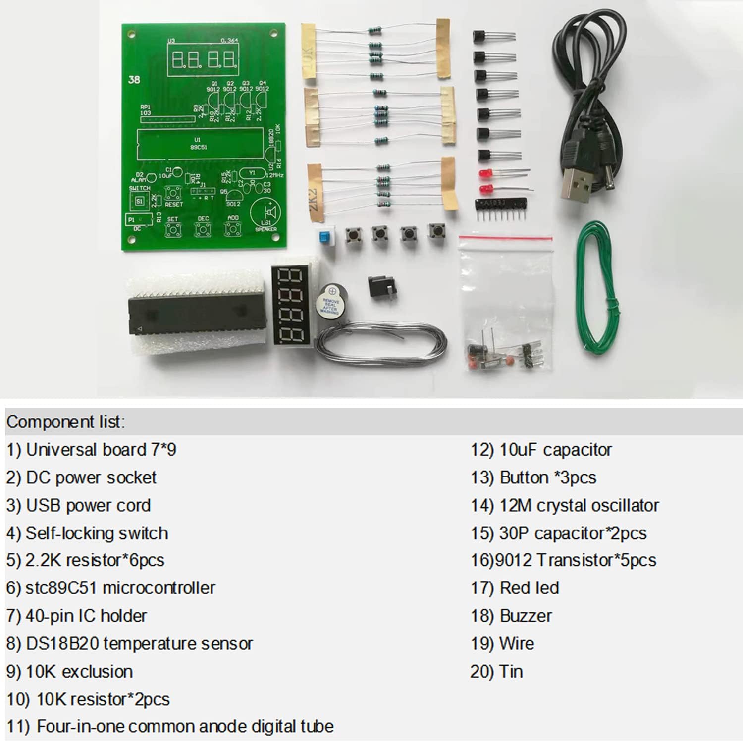 Kits de práctica de soldadura DIY DS18B20 Módulo de sensor de temperatura Kits electrónicos DIY Kit de proyecto de soldadura 32.0-210.2 F (32-210)