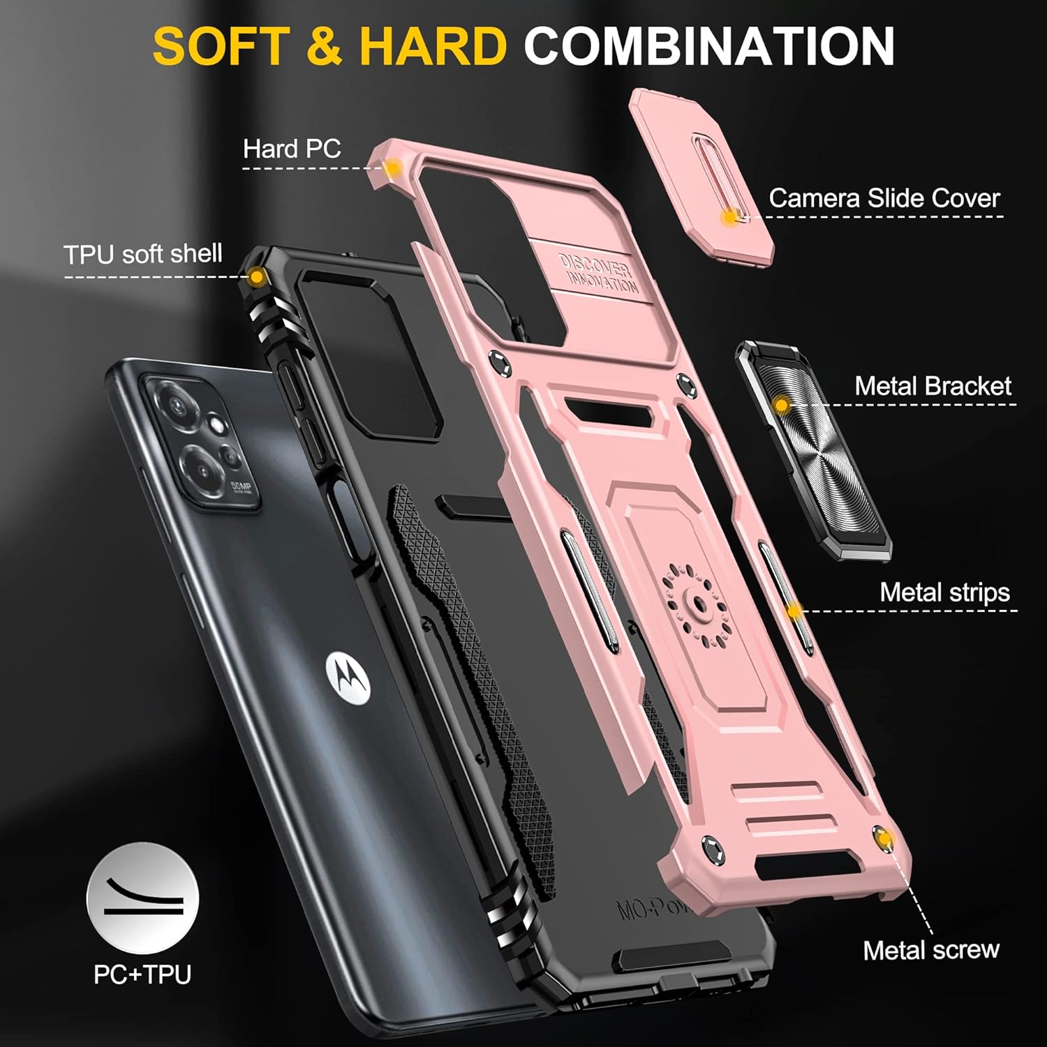 Asuwish Funda de teléfono para Motorola Moto G Power 5G 2023 con protector de pantalla de vidrio templado y cubierta deslizante para cámara
