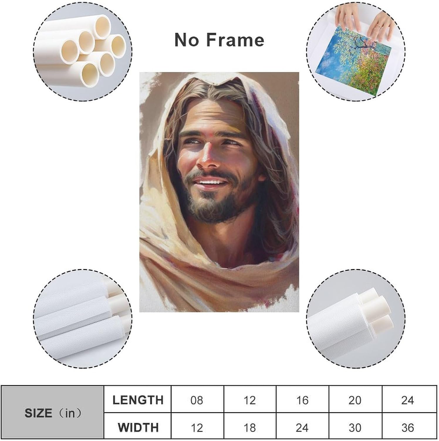 Impresionante estética artística Jesús riendo, imagen de Jesús, acuarela de Cristo, arte sonriente, Jesús sonriente, Jesús arte Pr lienzo para pared