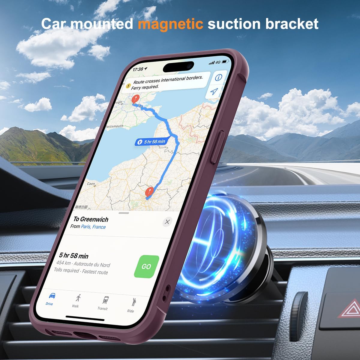 Funda de teléfono para iPhone 14 Plus de 6.7 pulgadas con soporte de anillo magnético reforzado, cubierta trasera translúcida compatible con Magsafe