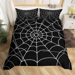 Juego de ropa de cama de tela de araña, tamaño Queen, decoración de Halloween, juego de funda de edredón para niños, adolescentes, niños, niñas, Juego de ropa de cama de tela de araña, tamaño Queen, decoración de Halloween, juego de funda de edredón para niños, adolescentes, niños, niñas,