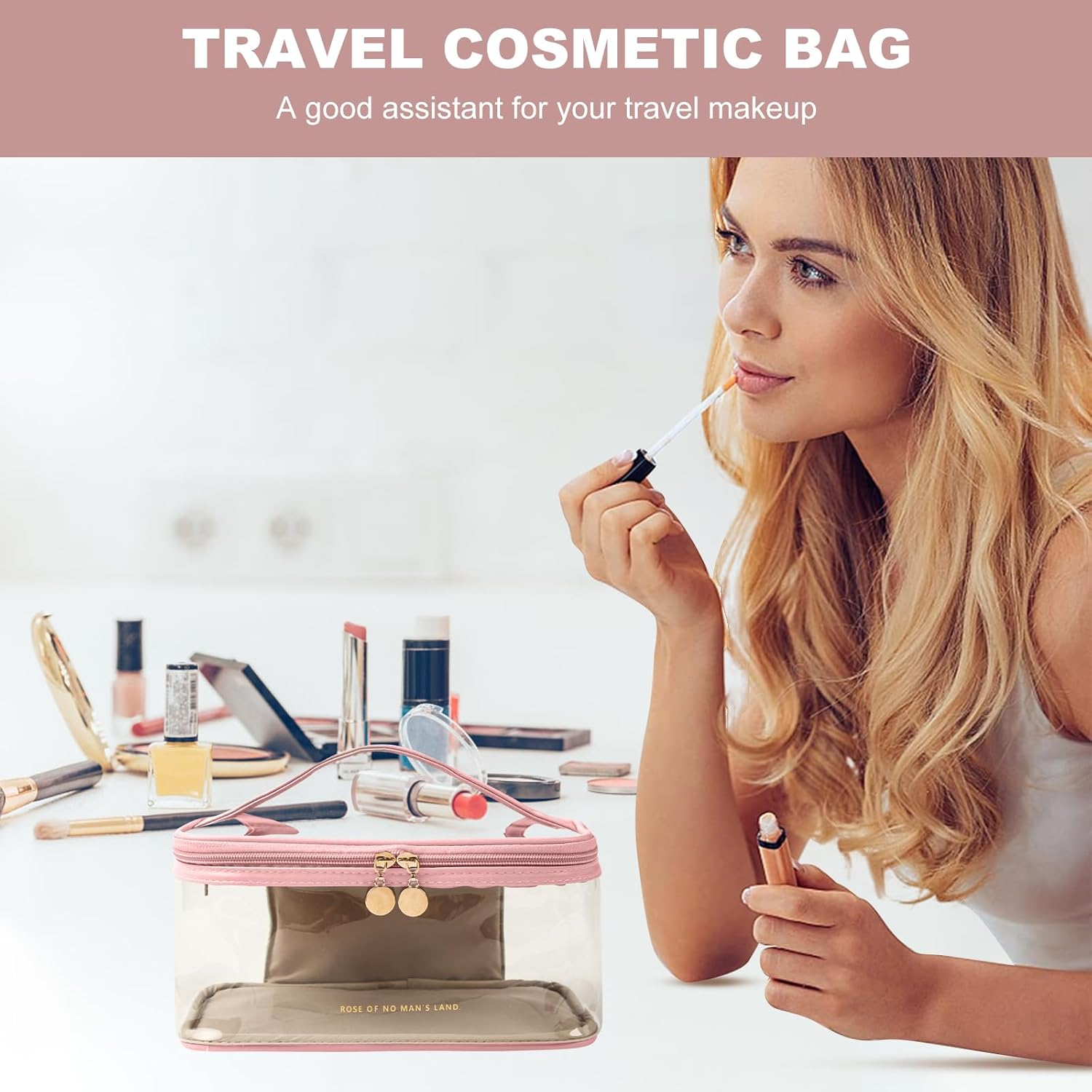 Bolsa de viaje para cosméticos, bolsa de cosméticos de doble capa, bolsa de maquillaje grande, bolsa de maquillaje de viaje, bolsa organizadora de