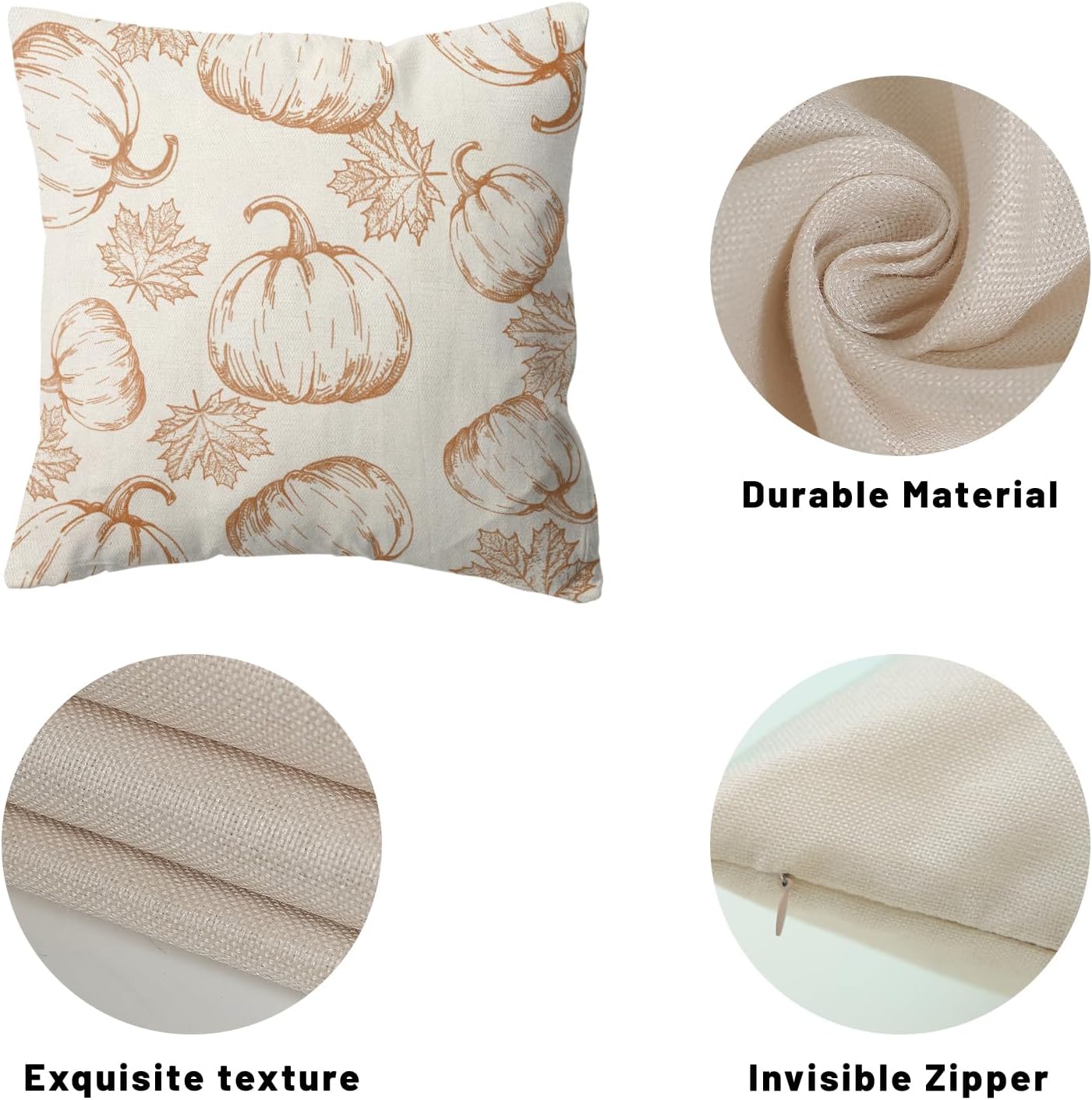 Juego de 2 fundas de almohada de otoño de 16 x 16 pulgadas, decoración de otoño, hojas de arce y calabaza, almohadas de temporada para exteriores,