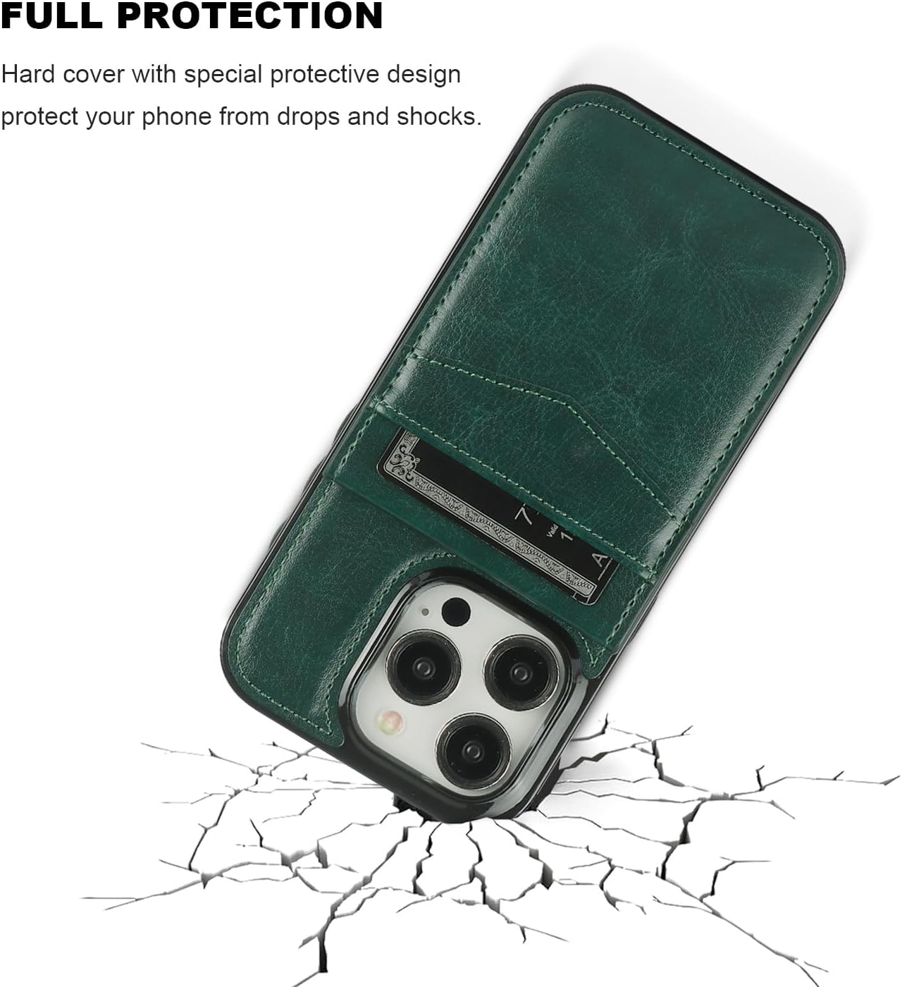 KIHUWEY Funda compatible con iPhone 15 Pro con soporte para tarjeta de crédito, cierre magnético de cuero de alta calidad, función atril, funda