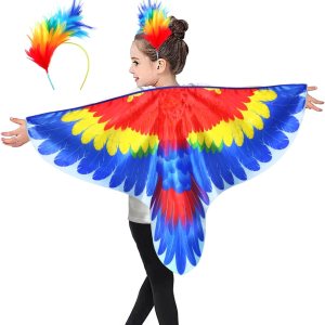IROLEHOME Disfraz de pájaro, alas de loro, para niños con diademas de pájaro, capa de disfraz de águila para niños y niñas, regalos de fiesta de IROLEHOME Disfraz de pájaro, alas de loro, para niños con diademas de pájaro, capa de disfraz de águila para niños y niñas, regalos de fiesta de