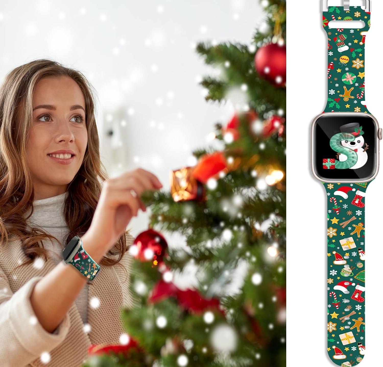 Correa de Navidad y Acción de Gracias compatible con Apple Watch de invierno, correa suave con estampado de invierno, 3 paquetes de 1.496 in, 1.575