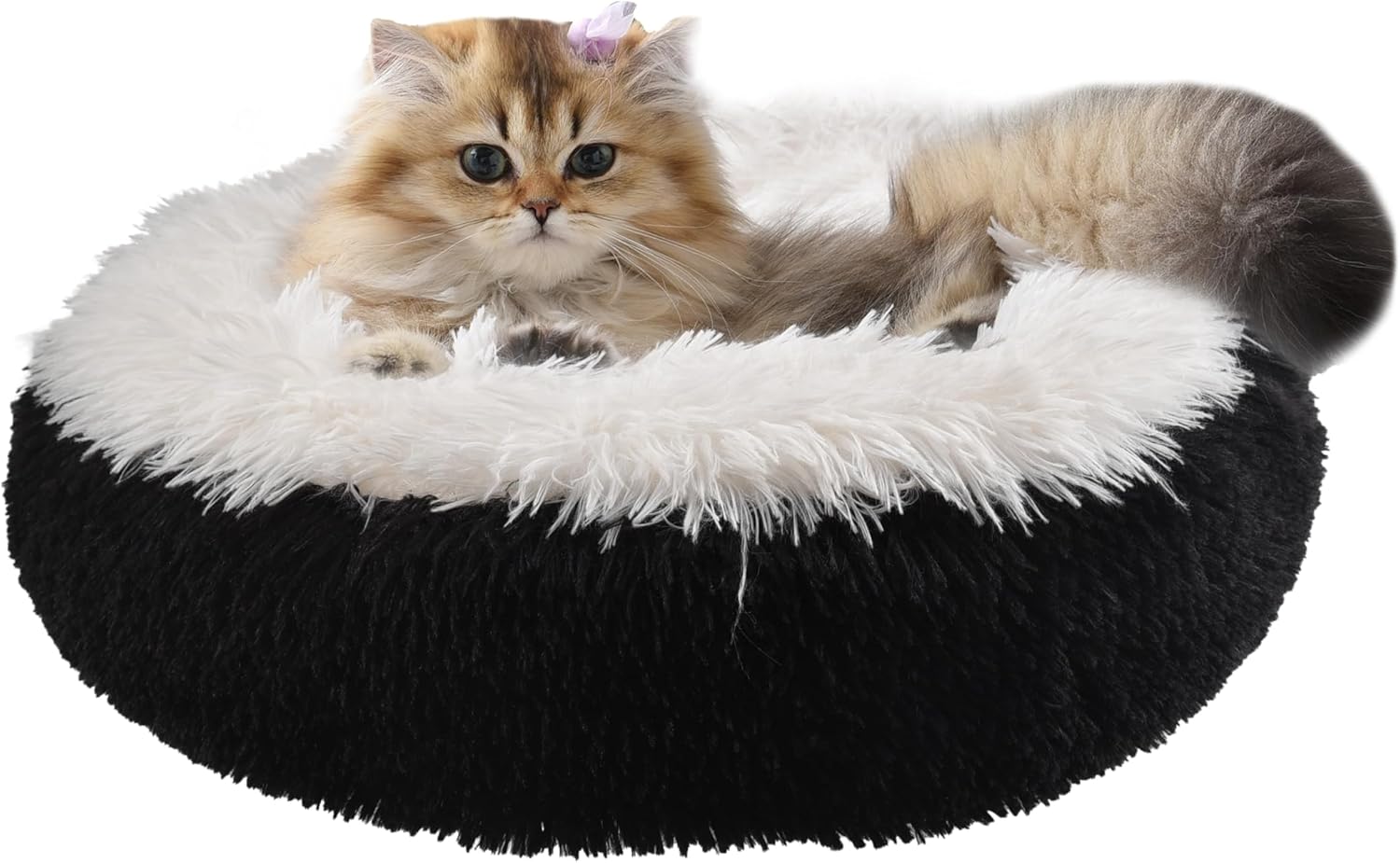 Something Different Camas calmantes para gatos de interior, cama redonda antiansiedad para gatos, cojines de felpa suave para mascotas, cama para