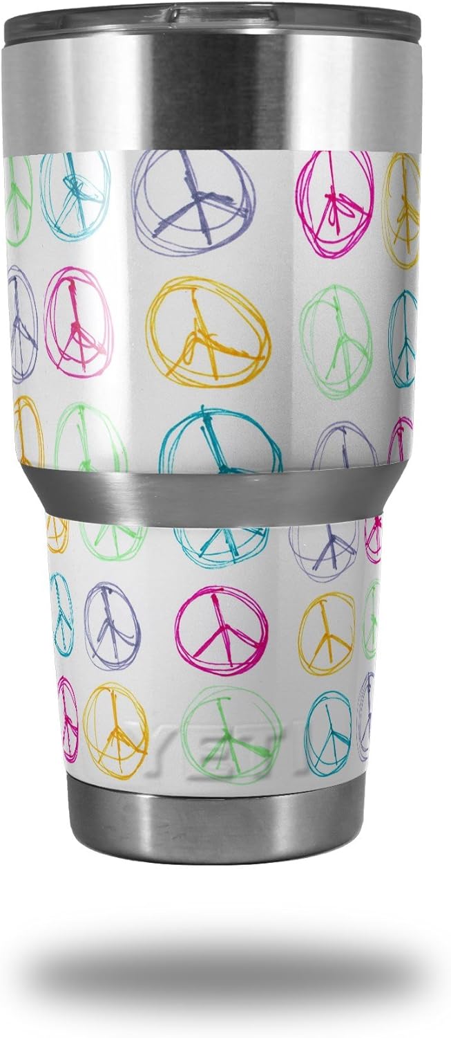 Skin Decal Wrap for Yeti Tumbler Rambler 30 oz Kearas Peace Signs (Tumbler NOT Included) by WraptorSkinz
