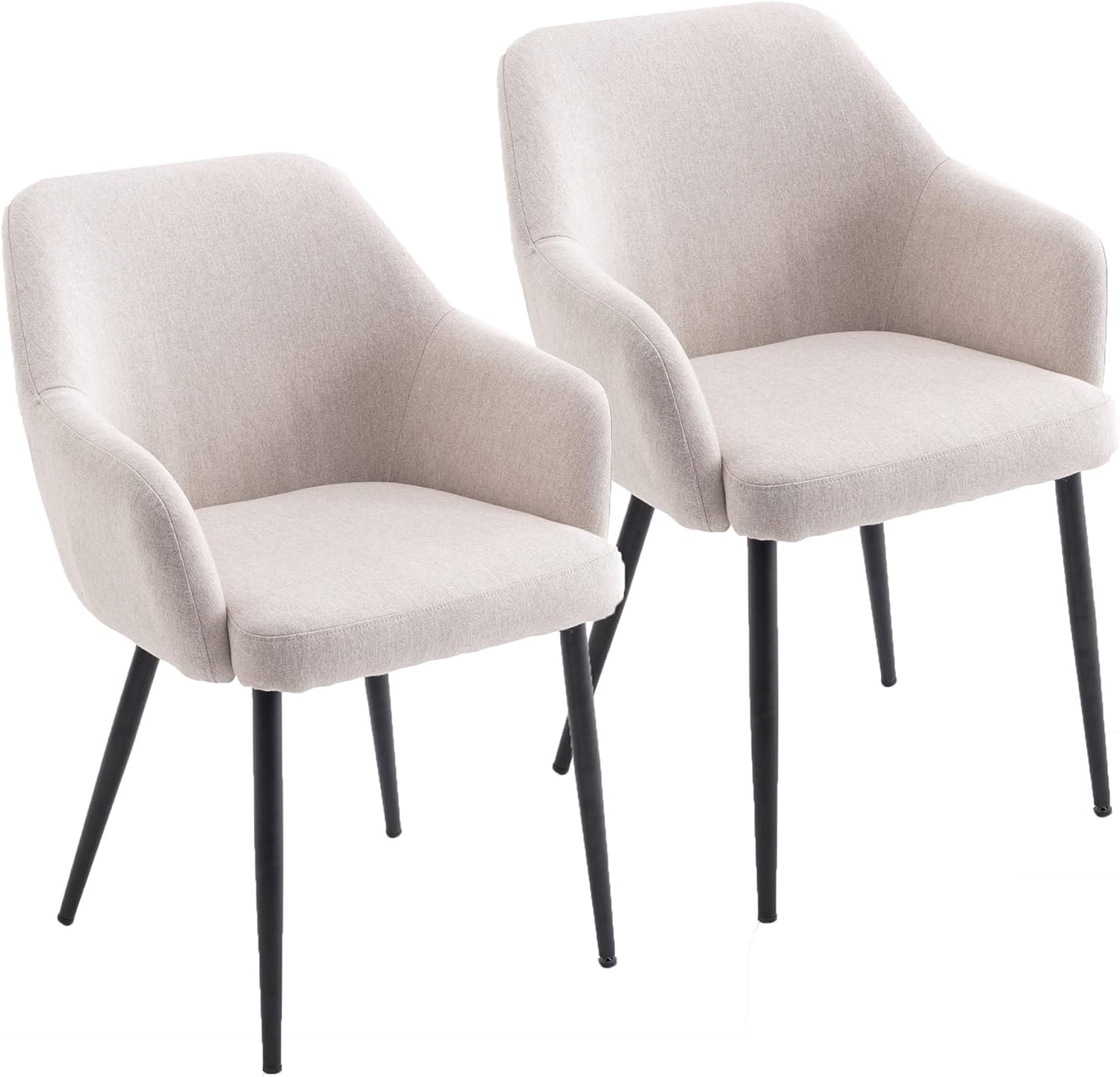 Juego de 2 sillas de comedor con brazos, silla de cocina con respaldo medio, cómoda silla tapizada, silla de ocio con patas de metal para comedor,
