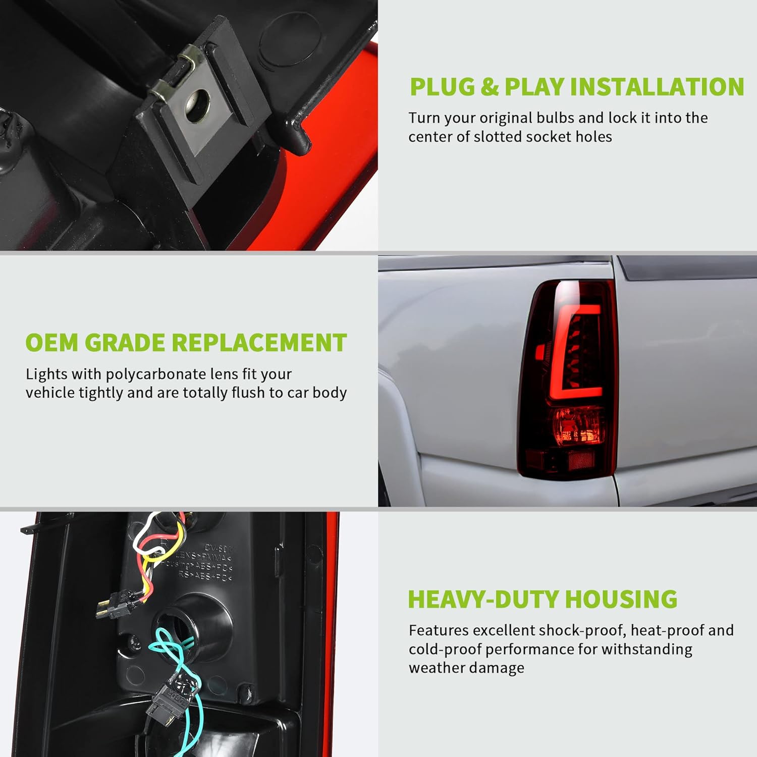 AUTOSAVER88 Conjunto de luz trasera LED compatible con Chevy Silverado 15001500HD25002500HD, Silverado 3500 2004-2006, Silverado 3500 2004-2006,
