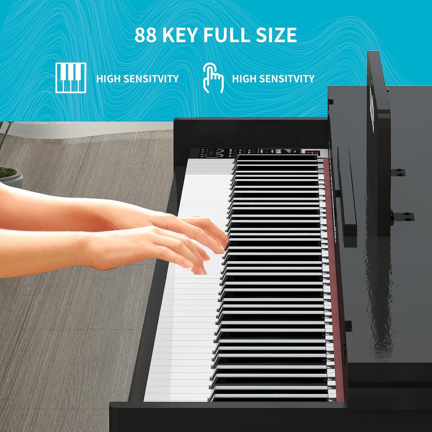 Pipleo Piano digital de 88 teclas con peso de teclado, acción de martillo con piano eléctrico de tamaño completo, teclas ponderadas con Midi, USB,
