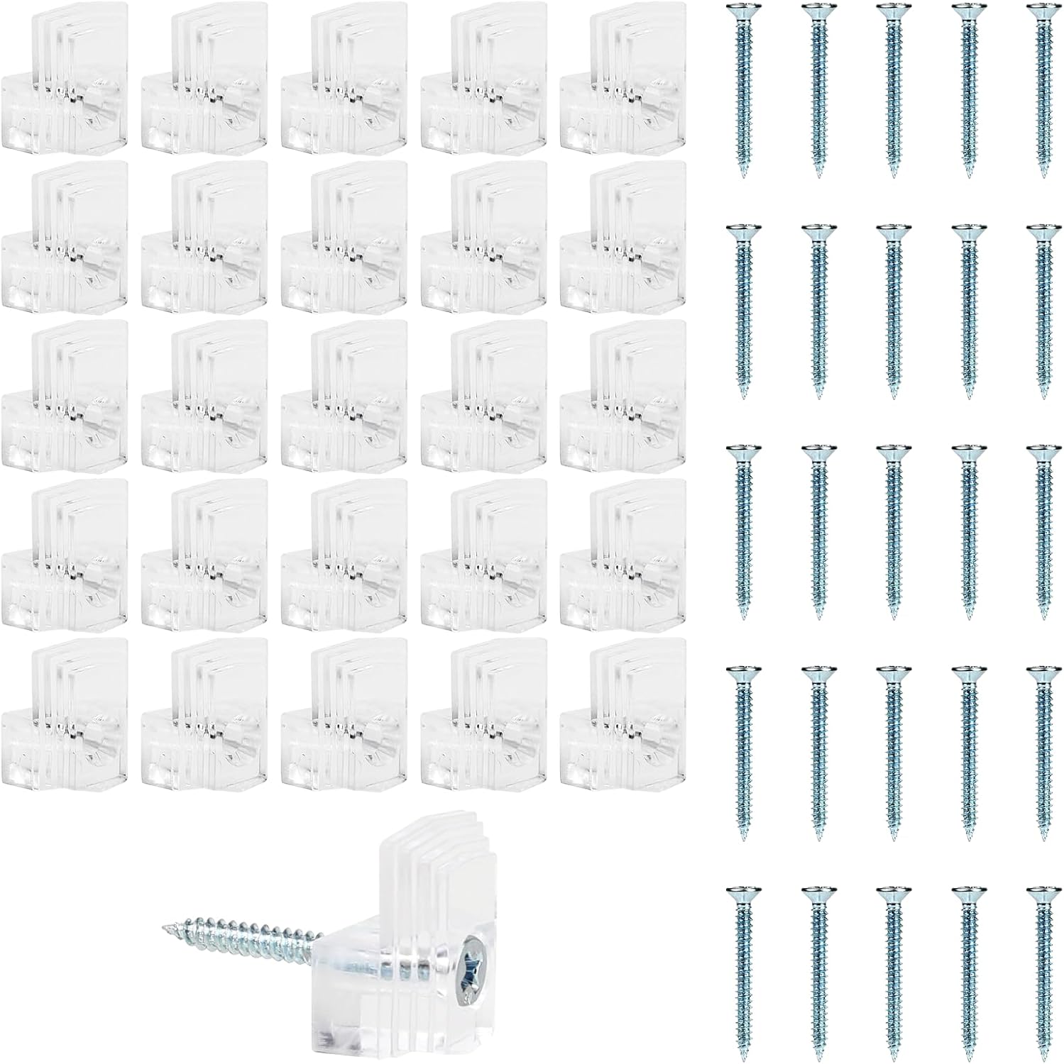 KALIONE 25 juegos de clips de soporte de espejo, clips de montaje de espejo de plástico, ganchos de espejo transparentes para la pared, clips de