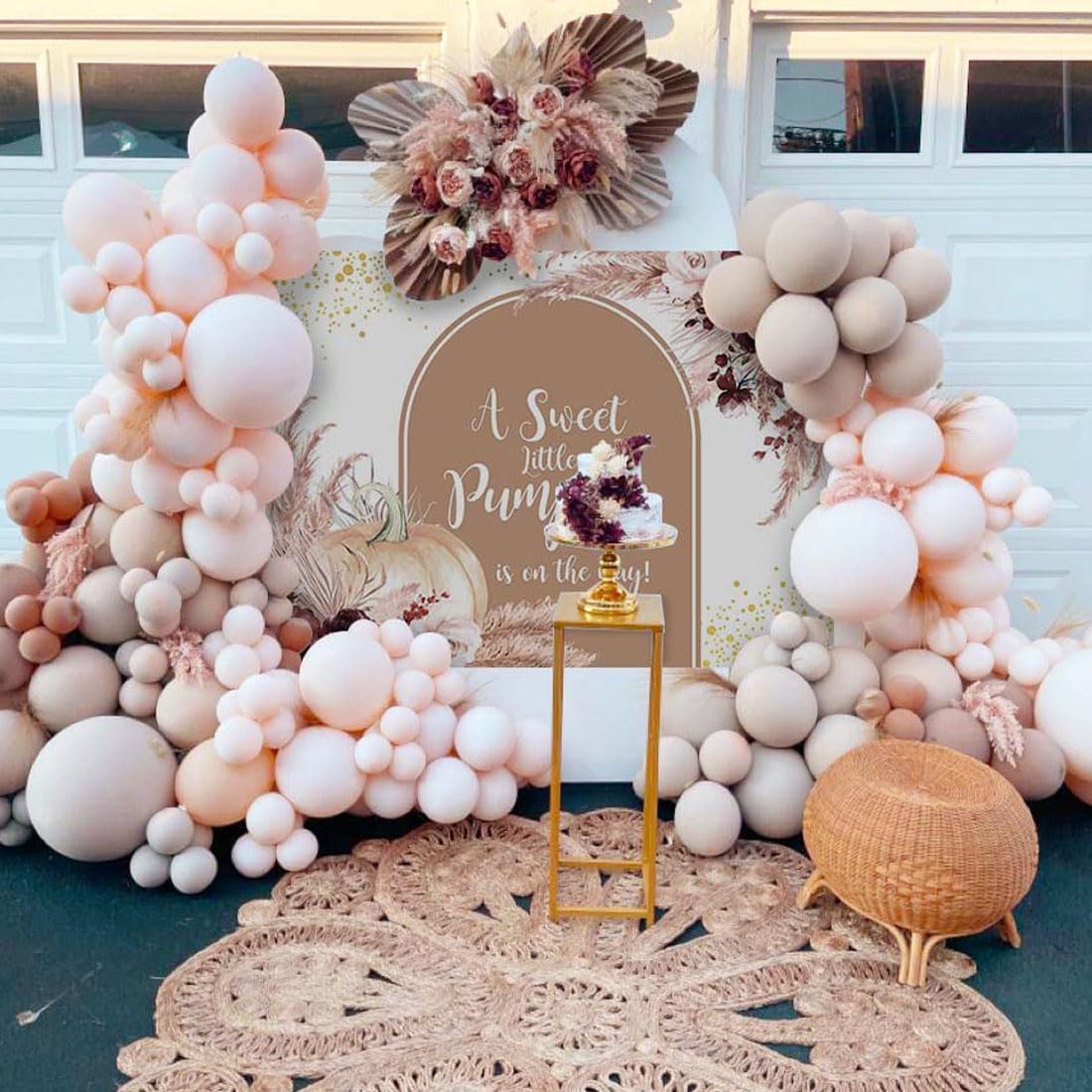 Avezano Fondo de calabaza otoñal para baby shower, decoración de fiesta de baby shower, pancarta de calabaza pequeña está en camino, fondo de sesión