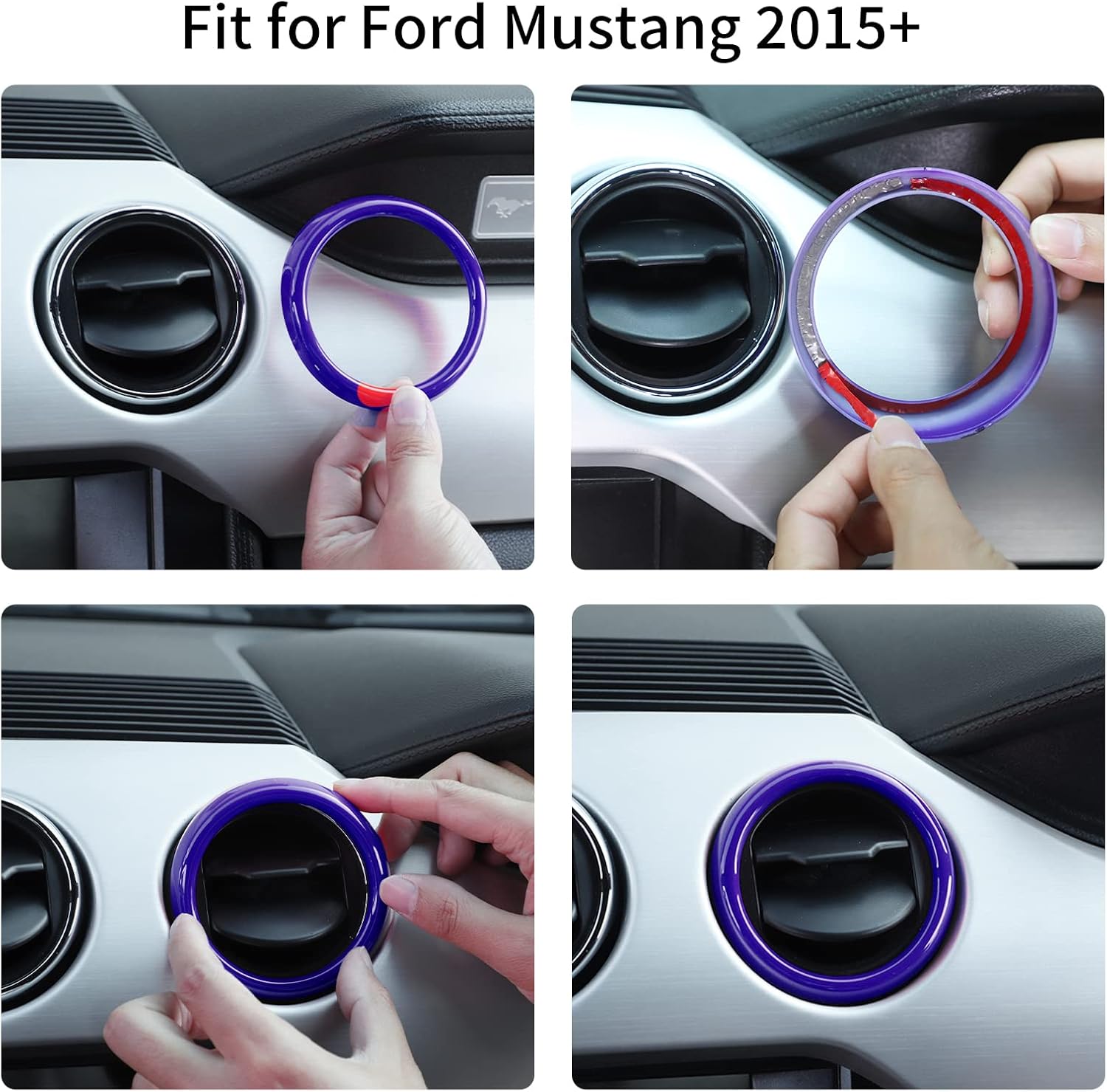 RT-TCZ Anillo de cubierta de ventilación de salida de aire acondicionado de consola central, accesorios interiores para Ford Mustang 2015-2022, 3