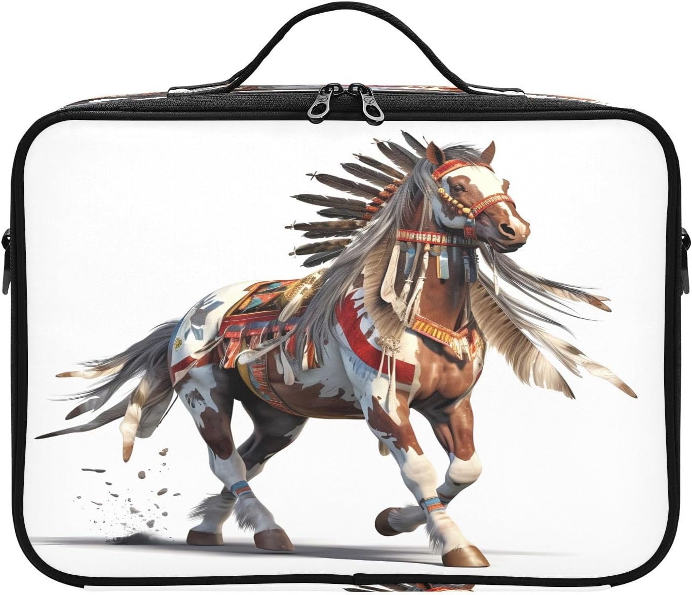 Bolsa de maquillaje de caballo indio, vaquero, occidental, bolsa de cosméticos de viaje, bolsa de almacenamiento portátil para artistas, bolsa de