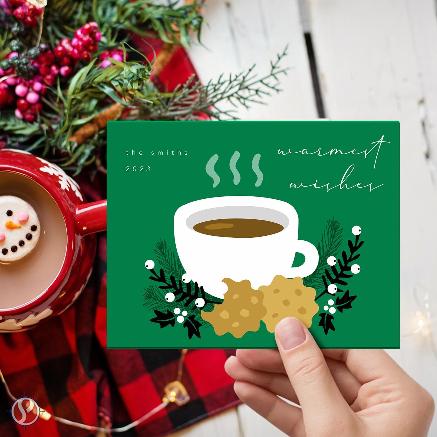 Tarjetas de felicitación A2 verdes en blanco con sobres verdes, ideales para saludos, invitaciones y tarjetas de agradecimiento de vacaciones,