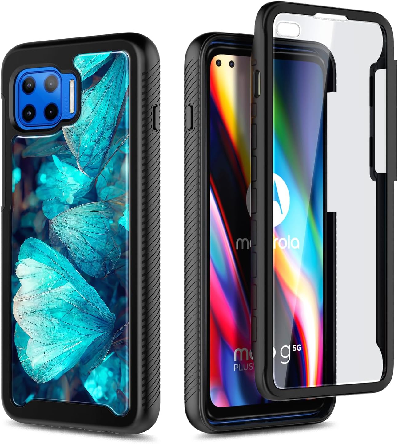 NZND Funda para Motorola Moto One 5G  5G UWG 5G Plus con protector de pantalla integrado, protección de cuerpo completo, protección a prueba de