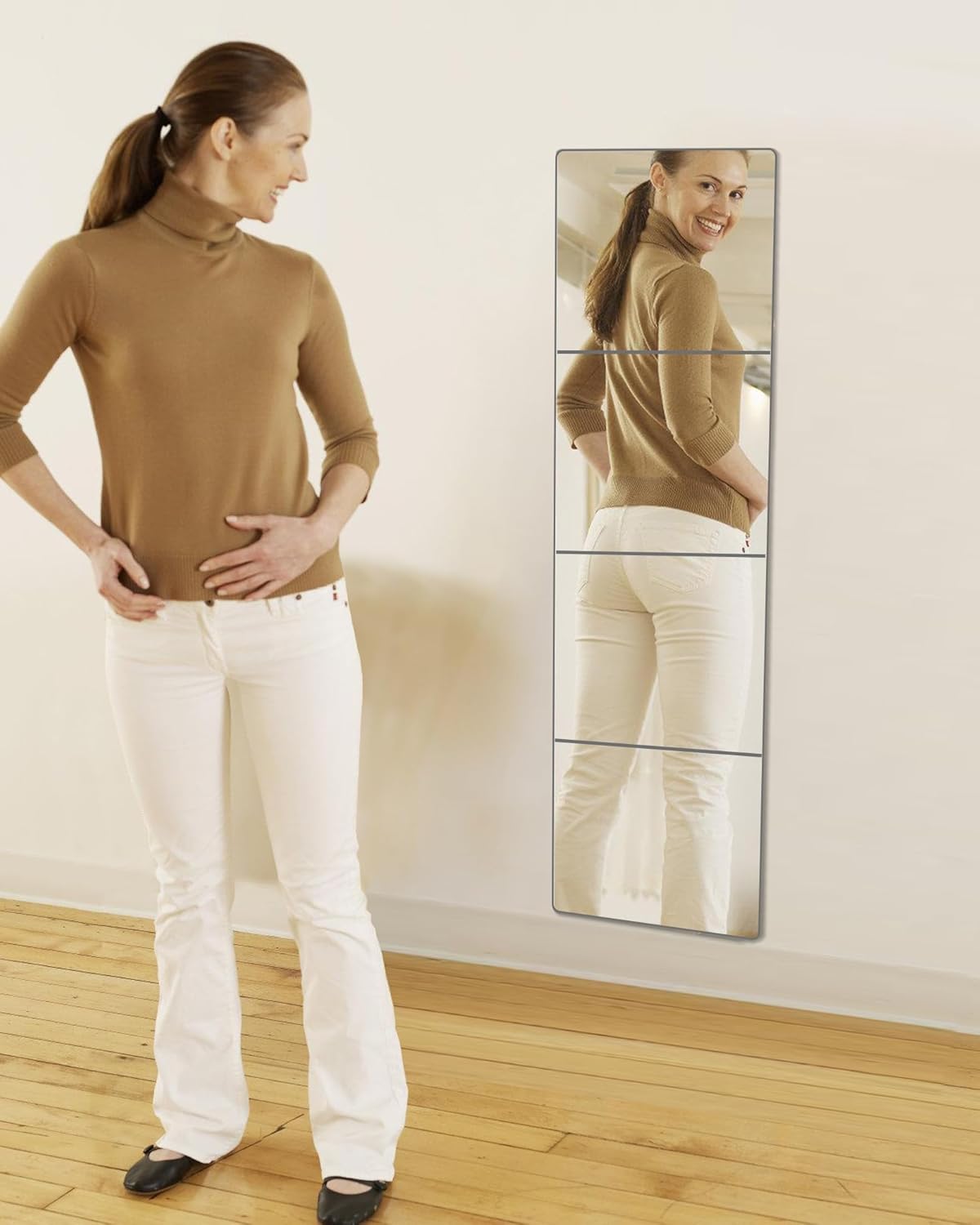 Espejo de pared para niños inastillables, 4 piezas de espejo acrílico autoadhesivo de 10 x 10 pulgadas, espejo de plástico irrompible seguro para