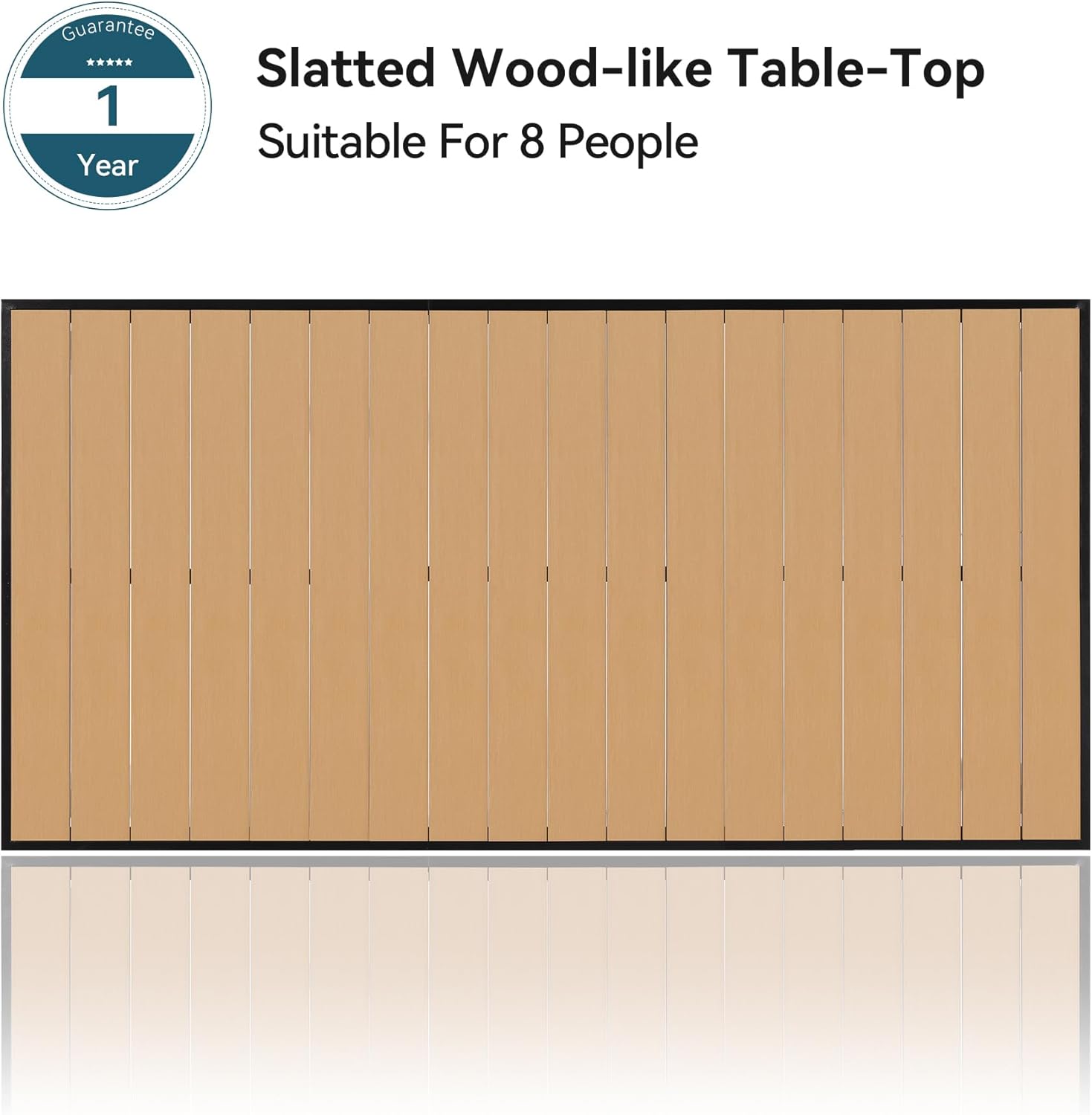 Haquatisol Mesa de comedor al aire libre para 8 personas, patio de 75 pulgadas, mesa larga rectangular de metal de aluminio con mesa similar a la
