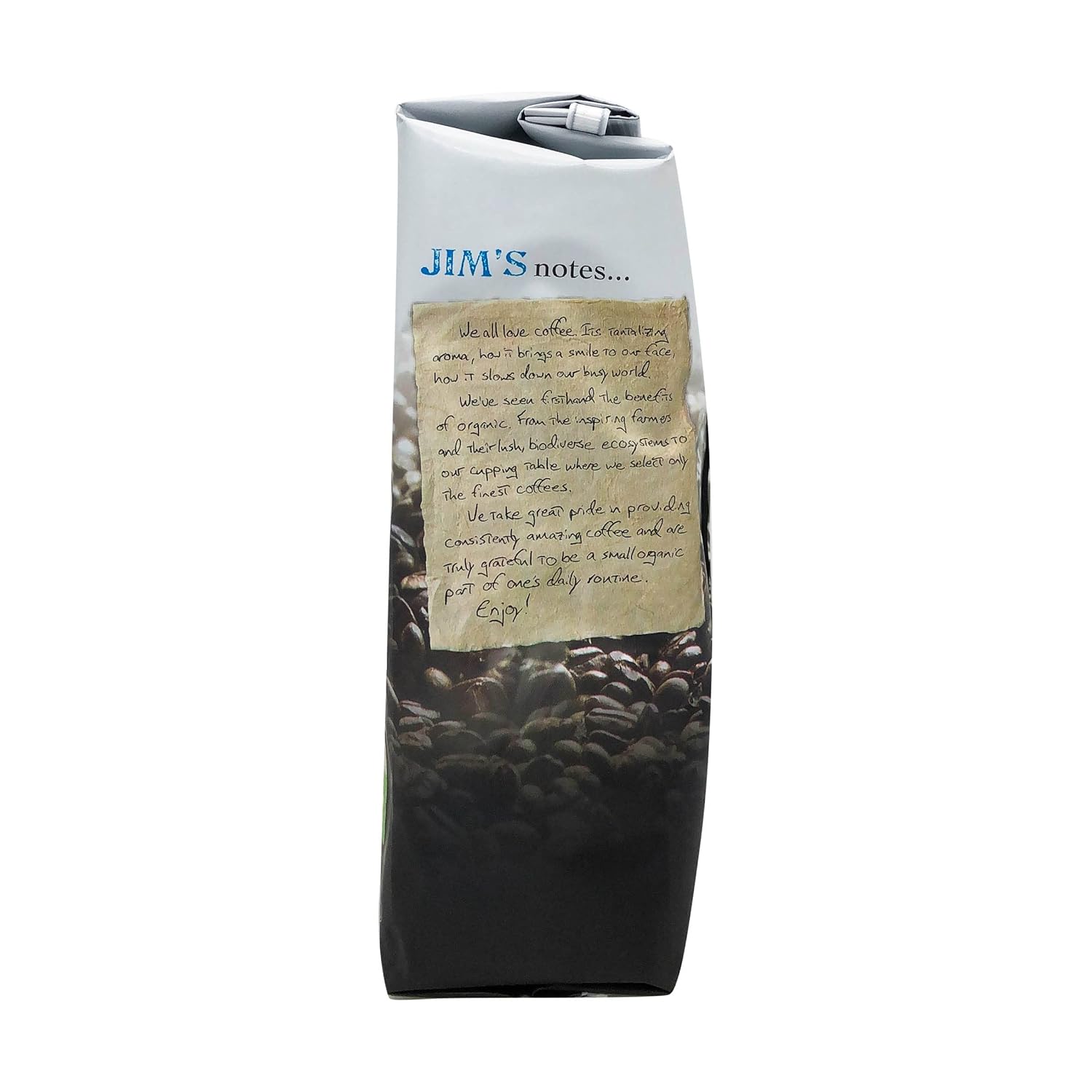 Jim’s Organic Coffee Lago Guatemalteco de Atitlán  Origen único, tostado medio  Bolsa de grano entero de 12 onzas