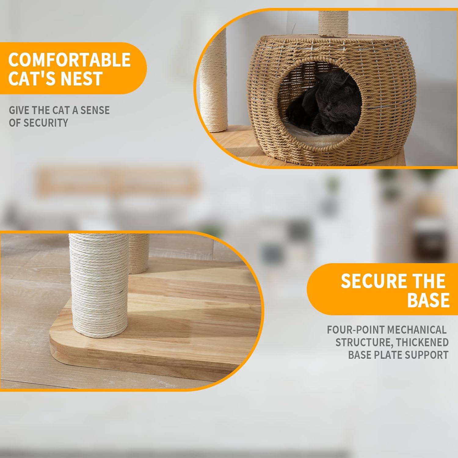 Torre de árbol para gatos grande y moderna de 59 pulgadas, torre para gatos, postes rascadores cubiertos de sisal para gatos de interior, árbol de