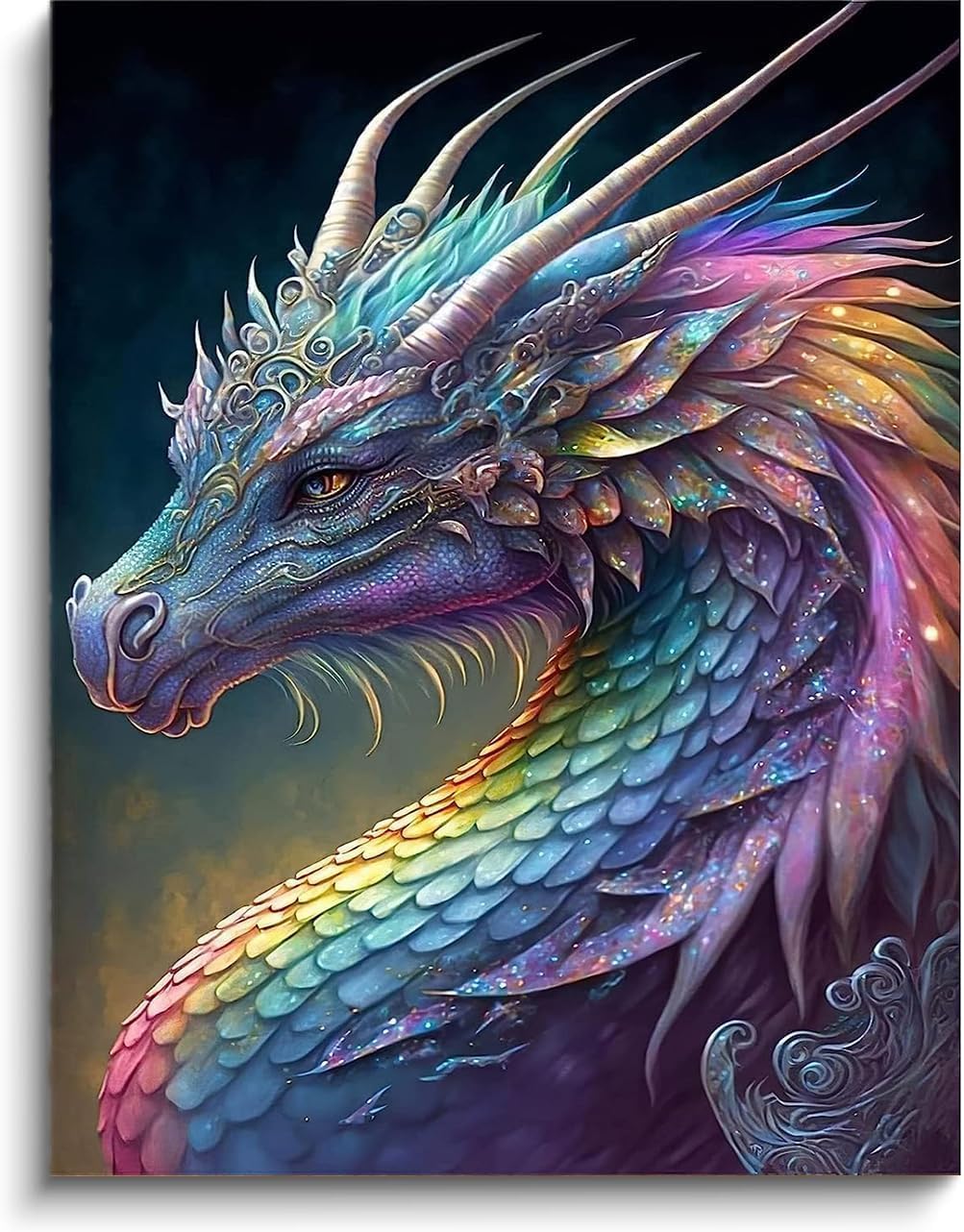 Coloridos kits de arte de diamantes de dragón para adultos, arte de diamantes 5D para adultos principiantes, pinturas de taladro completo con gemas