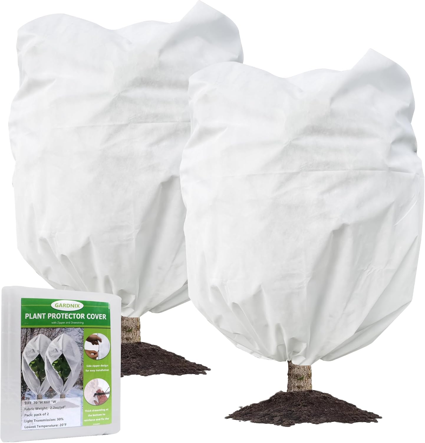 Cubiertas para plantas, protección contra congelación, 70 pulgadas de alto x 60 pulgadas de ancho, 2.2 onzas, manta de tela de invierno grande con