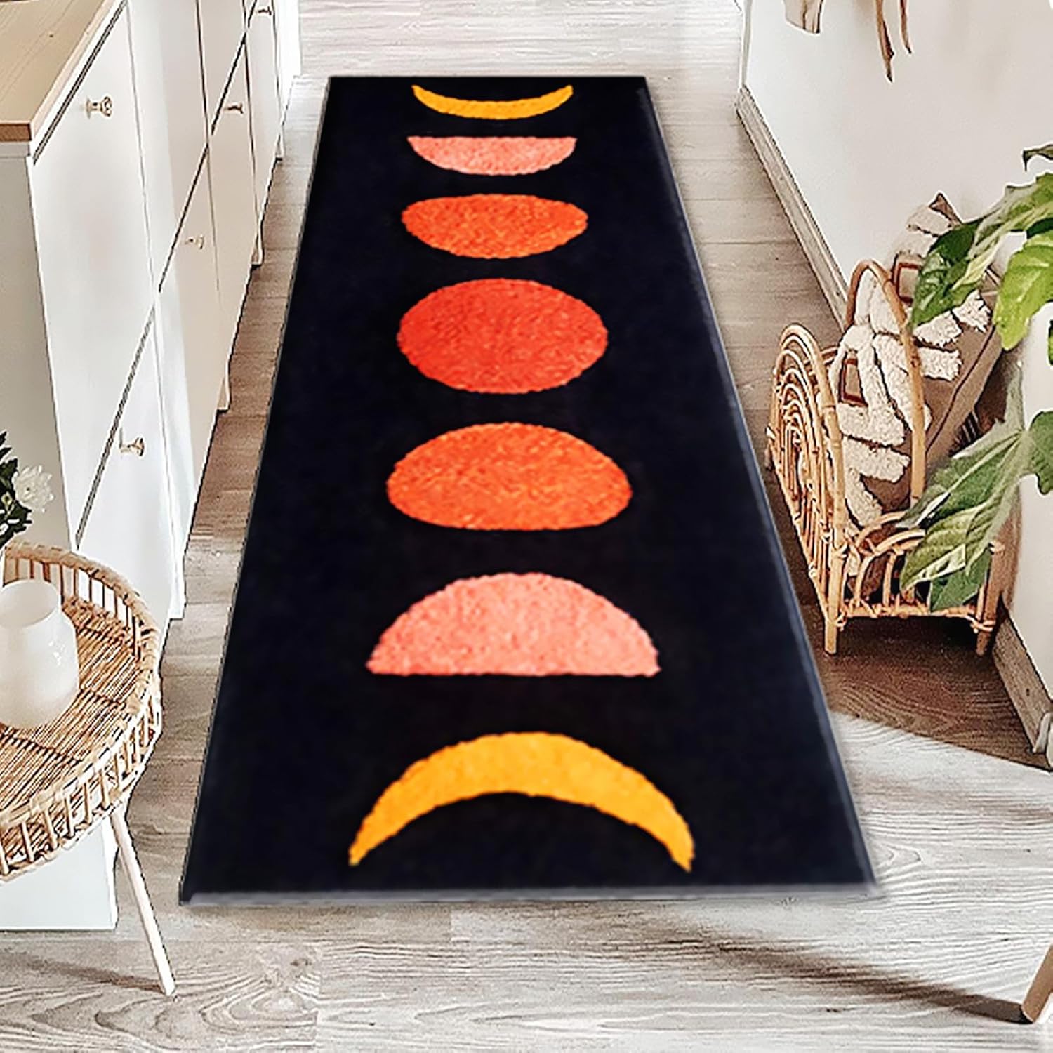 UKELER Alfombras de baño bohemias de 60 x 20 pulgadas de largo, antideslizantes, para baño, dormitorio, pasillo, cocina, lavandería, alfombra de