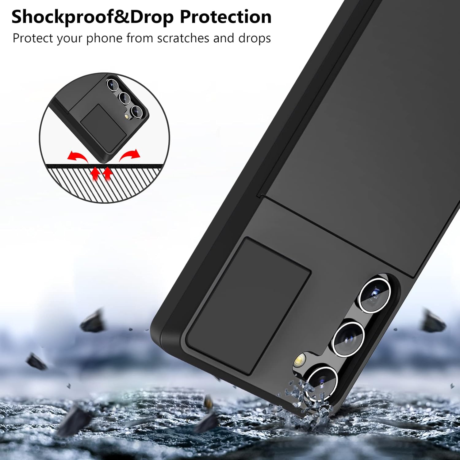 Vofolen Funda para Samsung Galaxy S23, tarjetero para tarjeta de crédito, ranura para identificación, puerta corredera, bolsillo oculto, para