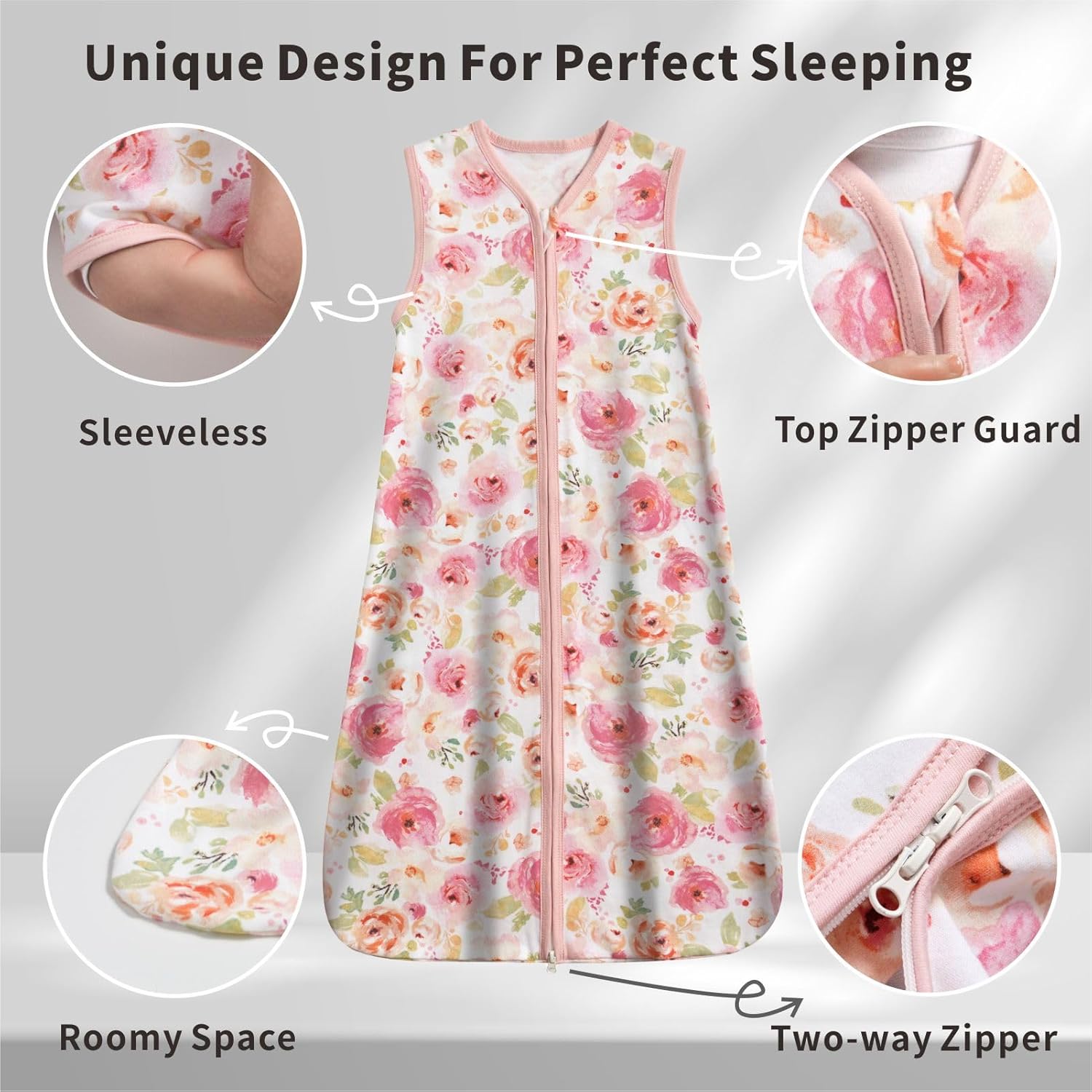 TOG 0.5 – Saco de dormir para bebé, de 0 a 6 meses, 100% algodón, cómodo, suave, sin mangas, ligero, con cremallera de 2 vías, para bebés